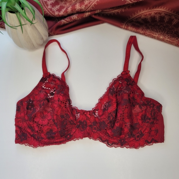 Adore Me Bra Red Lace 36C - Picture 1 of 9